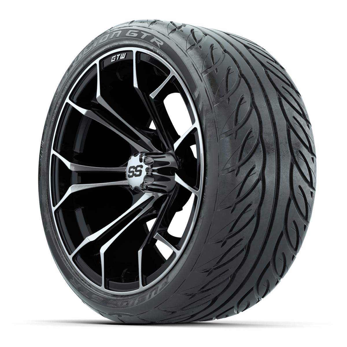 GTW Spyder Machined/Black 15 in Wheels with 215/40-R15 Fusion GTR Street Tires – Full Set