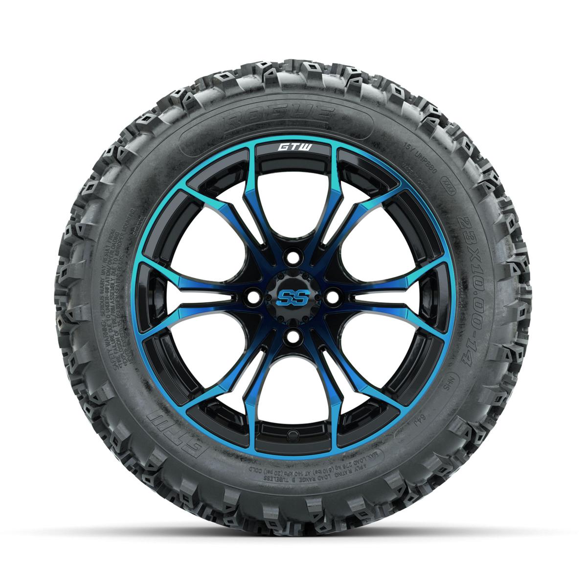 GTW Spyder Blue/Black 14 in Wheels with 23x10.00-14 Rogue All Terrain Tires – Full Set