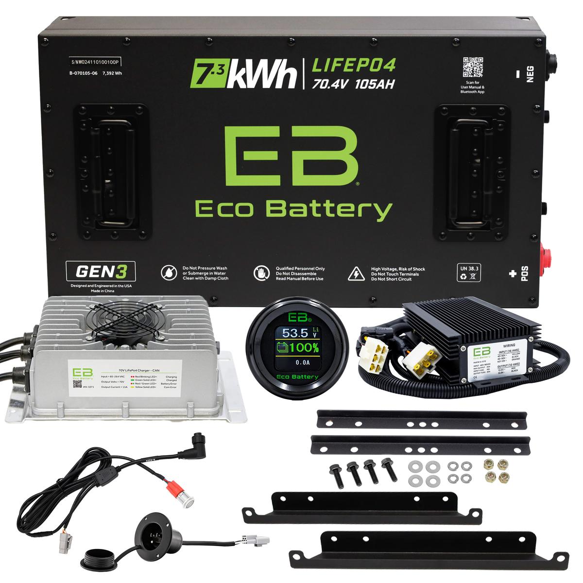 Club Car DS H Frame Eco Lithium 70v 105Ah GEN3 Battery Bundle