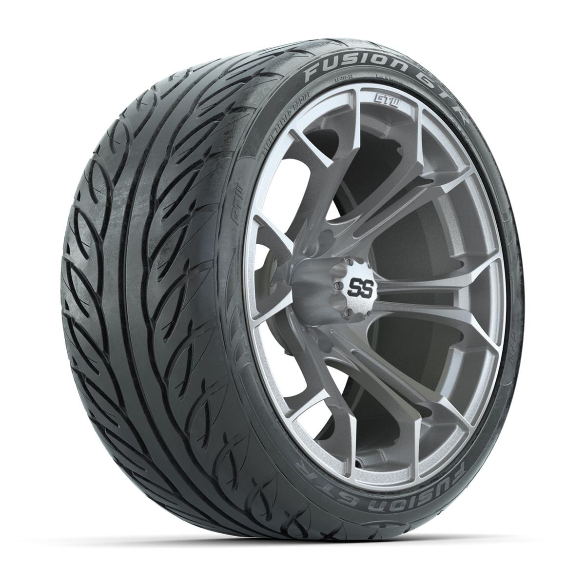 GTW Spyder Silver Brush 15 in Wheels with 215/40-R15 Fusion GTR Steel Belt Radial Street Tires – Full Set