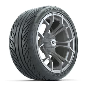 GTW Spyder Silver Brush 15 in Wheels with 215/40-R15 Fusion GTR Steel Belt Radial Street Tires – Full Set