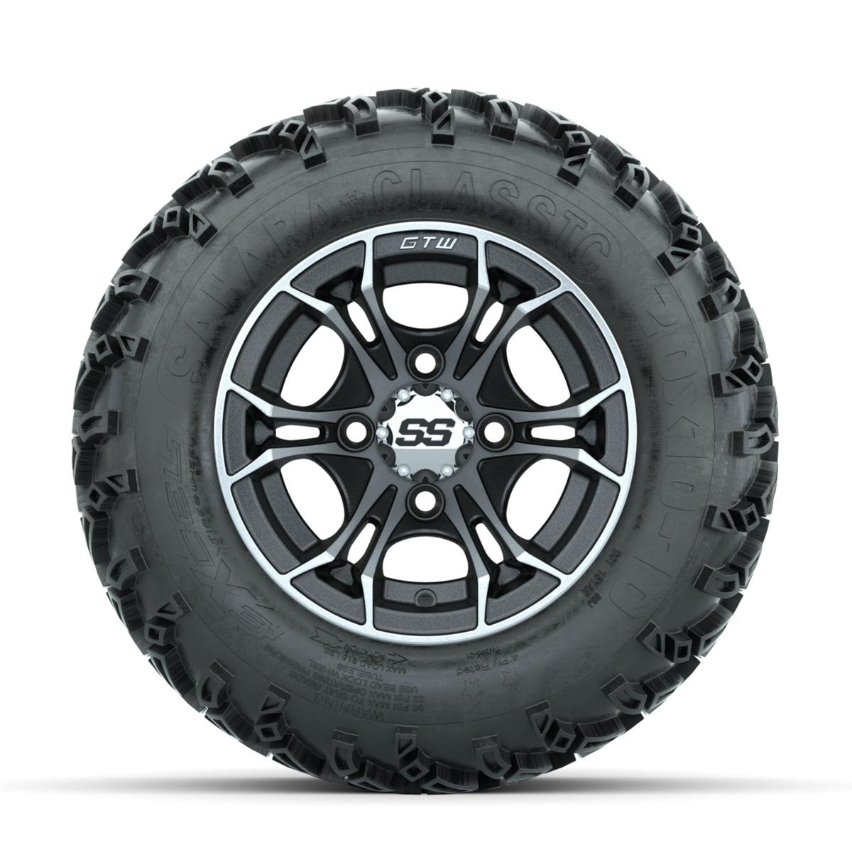 GTW Spyder Machined/Matte Grey 10 in Wheels with 20x10-10 Sahara Classic All Terrain Tires – Full Set
