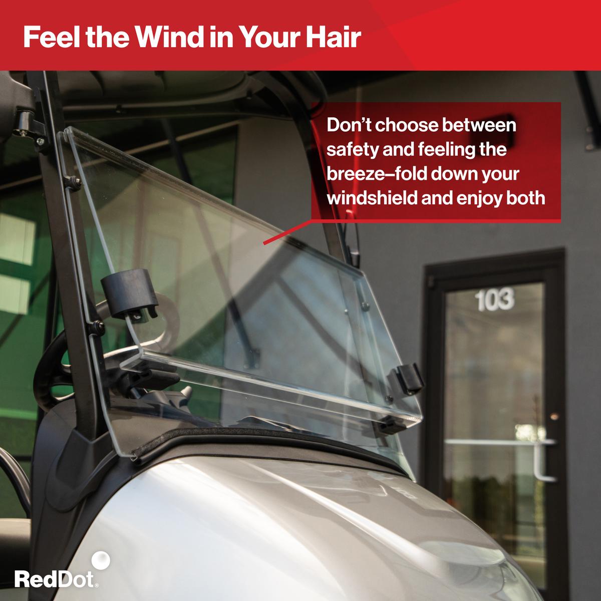 RedDot Yamaha Drive2 Clear 1/4" Folding Windshield with Rubber Trim (Years 2017-Up)