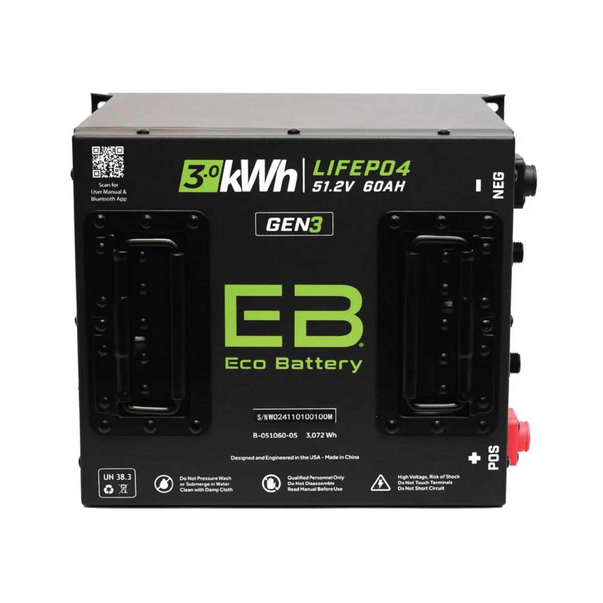 Eco Battery 51V 60Ah GEN3 “Cube” LifePo4 Lithium Battery Only