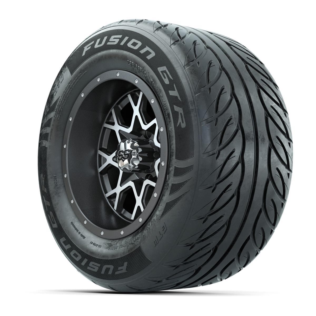 GTW&reg; Vortex 2 Matte Gray/Machined 12 in Wheels with 255/55-R12 Fusion GTR Steel Belt Radial Street Tires – Full Set