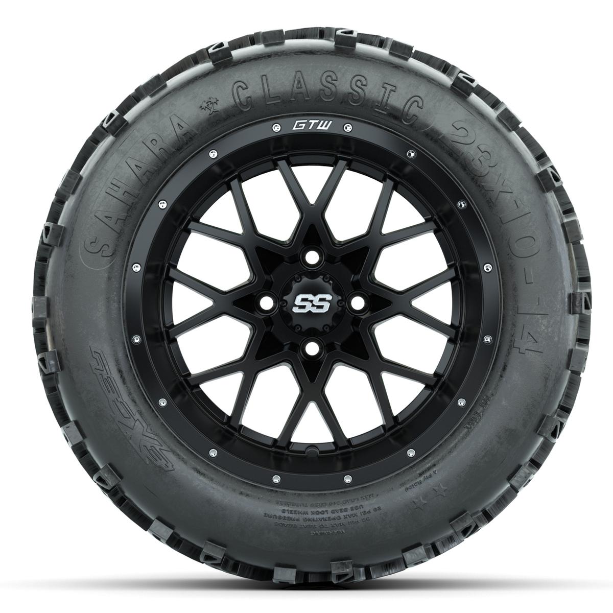 Set of (4) 14 in GTW Vortex Wheels with 23x10-14 Sahara Classic All-Terrain Tires
