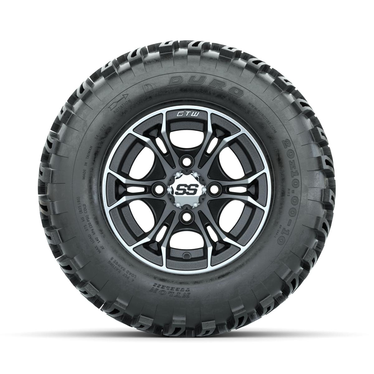 GTW Spyder Machined/Matte Grey 10 in Wheels with 20x10-10 Duro Desert All Terrain Tires – Full Set