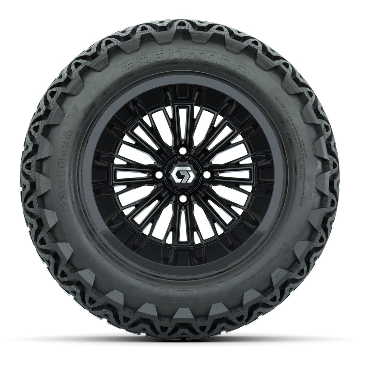 GTW&reg; Viper Gloss Black 14 in Wheels with 23X10-14 Predator All-Terrain Tires - Full Set