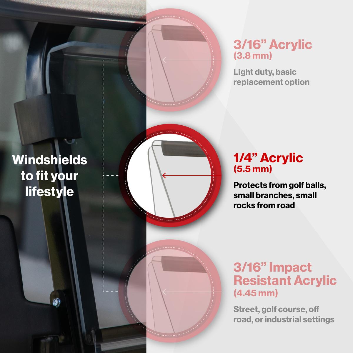 RedDot Clear 1/4" Folding Windshield for Epic E40FX with 4-Forward Facing Seats