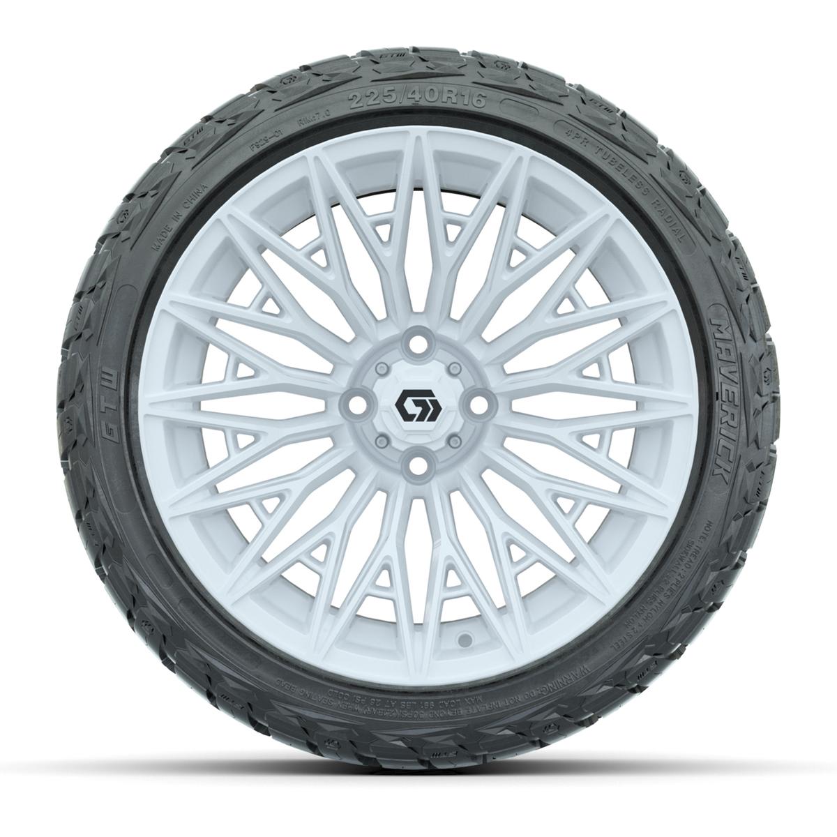 GTW&reg; Blur Gloss White 16 in Wheels with 225/40-R16 Maverick Hybrid Tires - Full Set