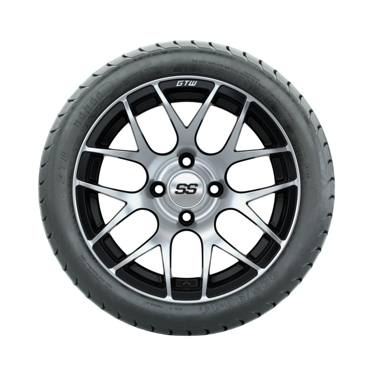 Set of (4) 14 inch GTW Pursuit Machined/Black Wheels with GTW Mamba Street Tires