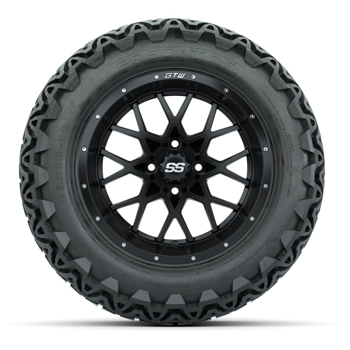 Set of (4) 14 in GTW Vortex Wheels with 23x10-14 GTW Predator All-Terrain Tires