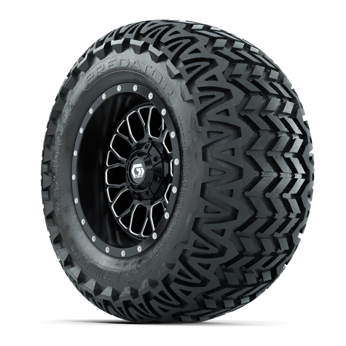 Set of (4) 12 in GTW® Helix Machined & Black Wheels with 23x10.5-12 Predator All-Terrain Tires