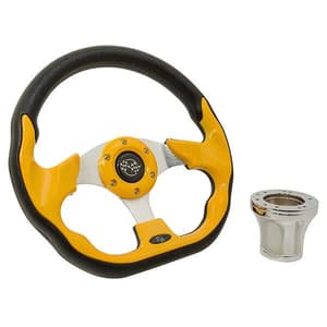 1985-Up Yamaha - GTW Yellow Racer Steering Wheel with Chrome Adaptor