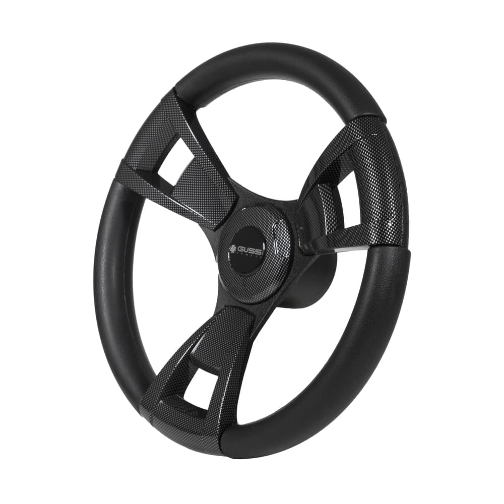 Gussi Italia&reg; Model 13 Black/Carbon Fiber Steering Wheel For Club Car Precedent / Onward / Tempo (Years 2004-Up)