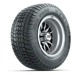 GTW Medusa Black/Machined 10 in Wheels with 205/50-10 Kenda Pro Tour Street Tires – Full Set