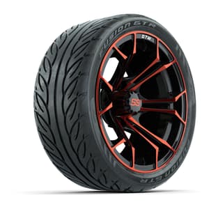 GTW Spyder Red/Black 14 in Wheels with 205/40-R14 Fusion GTR Street Tires – Full Set