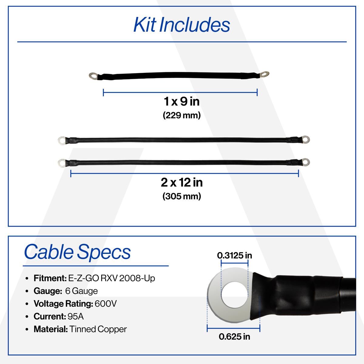 EZGO RXV 6-Gauge Battery Cable Set (Years 2008-Up)