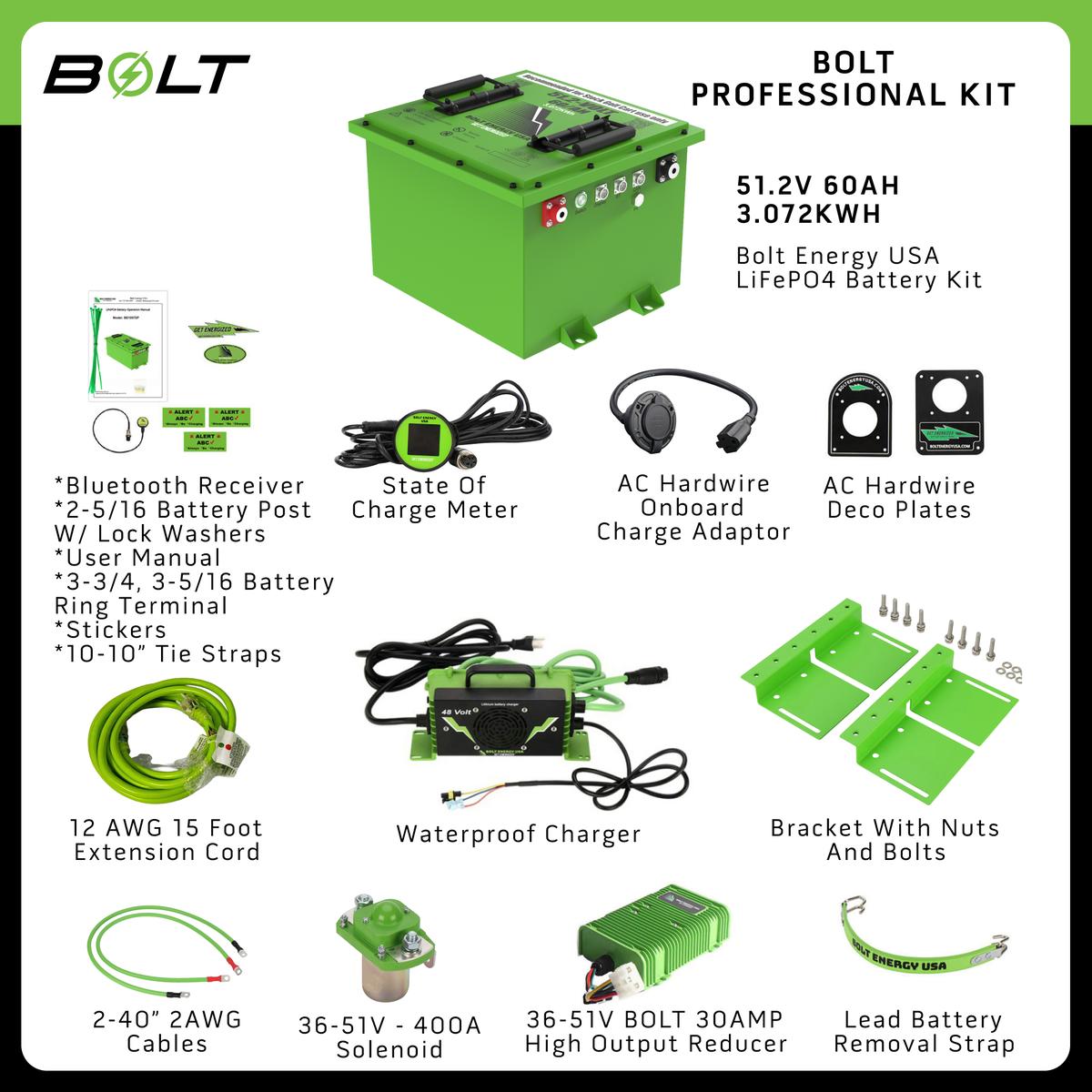 Bolt Energy Yamaha G19-G22 51V 60AH Heated Professional Battery Kit