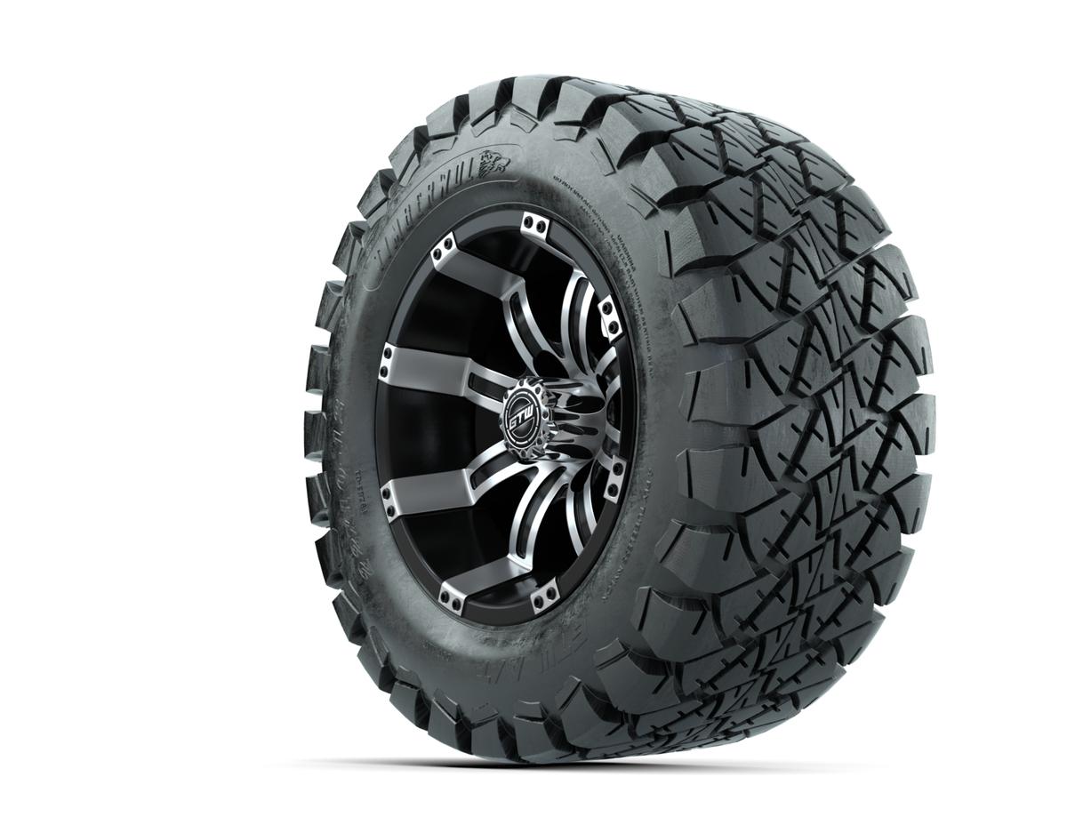 12” GTW Tempest Black and Machined Wheels with 22” Timberwolf Mud Tires – Set of 4