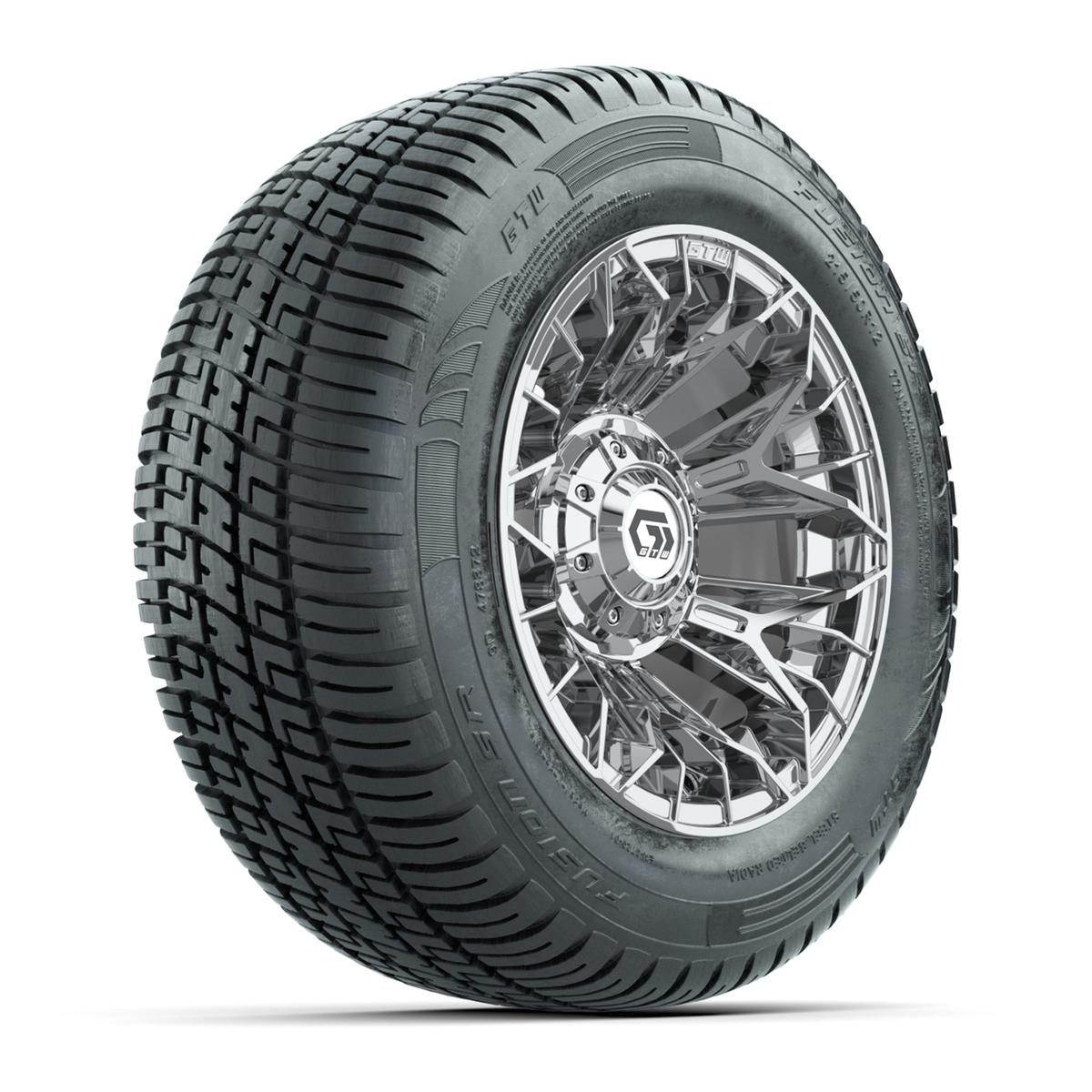 Set of (4) 12 in GTW® Stellar Chrome Wheels with 215/50-R12 Fusion S/R Street Tires