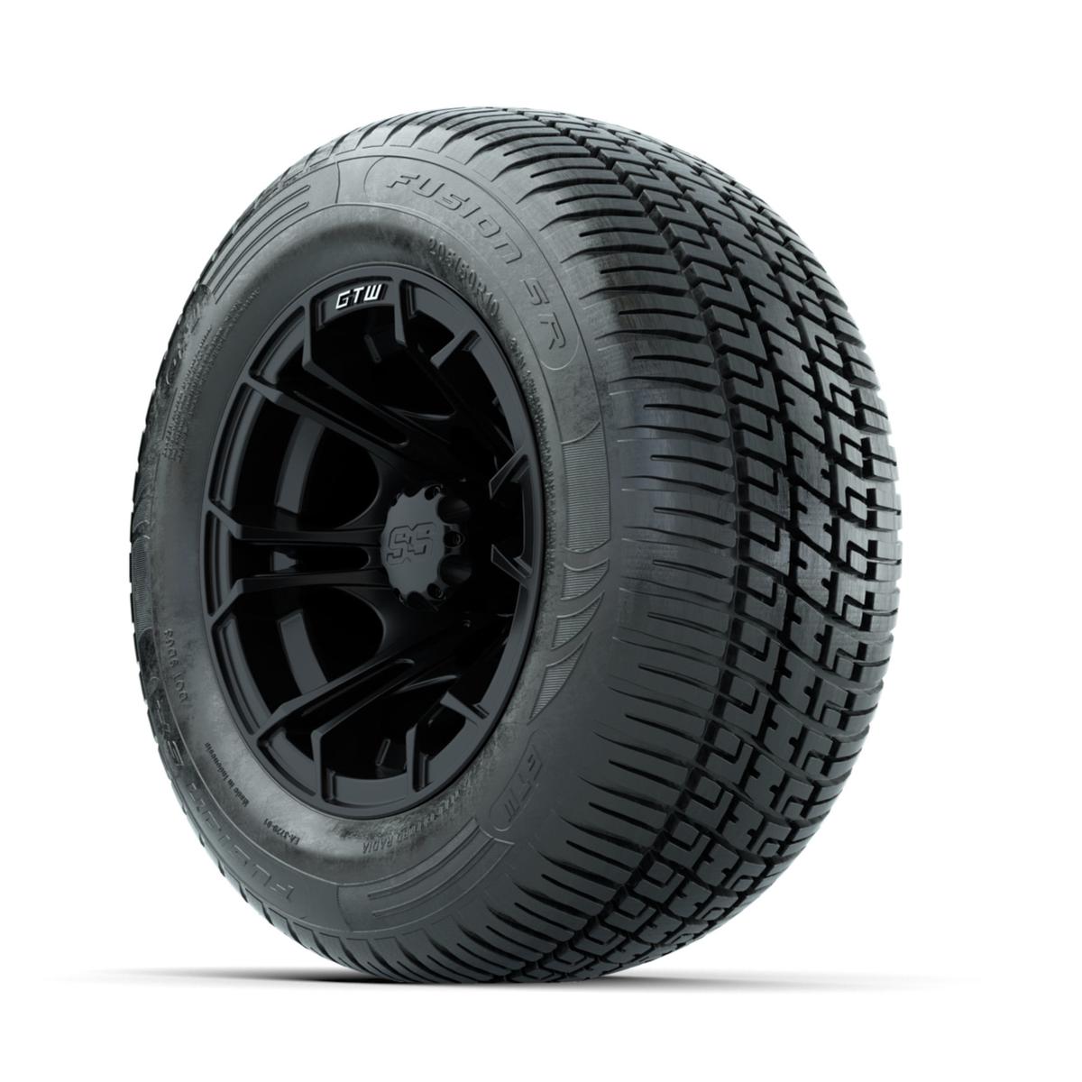 GTW Spyder Matte Black 10 in Wheels with 205/50-10 Fusion SR Steel Belted Radial Tires – Full Set
