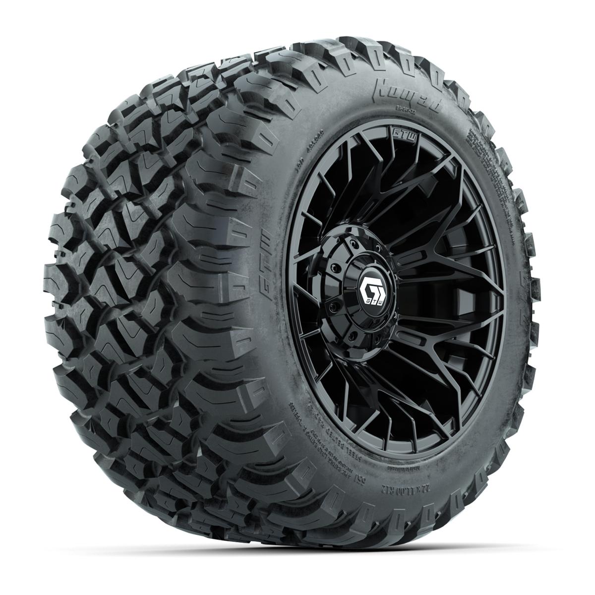 Set of (4) 12 in GTW® Stellar Black Wheels with 22x11-R12 Nomad All-Terrain Tires