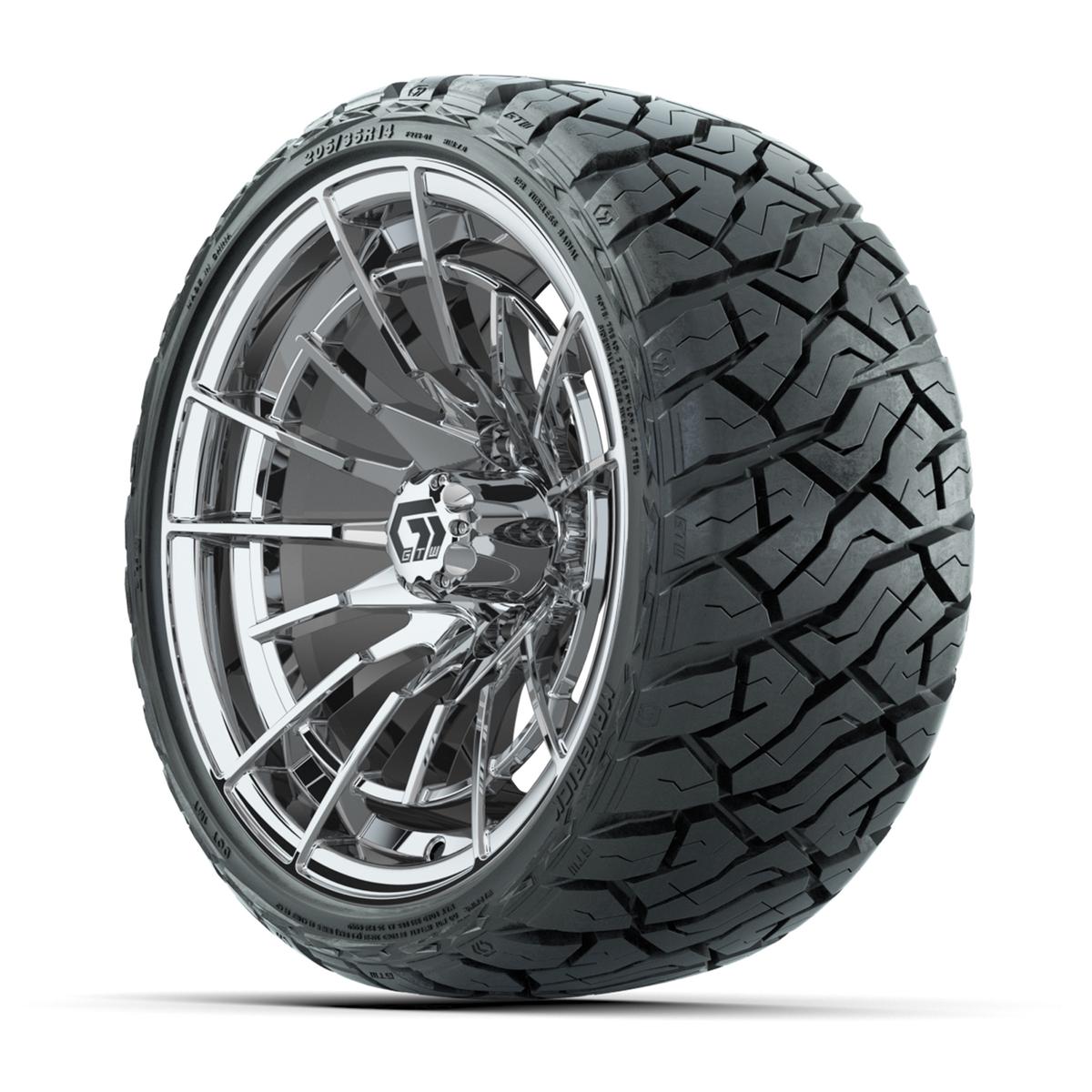 GTW Boost Chrome 14 in Wheels with 205/35-R14 Maverick Low-Profile All-Terrain Tires – Full Set