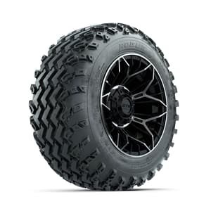 GTW Stellar Machined/Black 12 in Wheels with 22x11.00-12 Rogue All Terrain Tires – Full Set