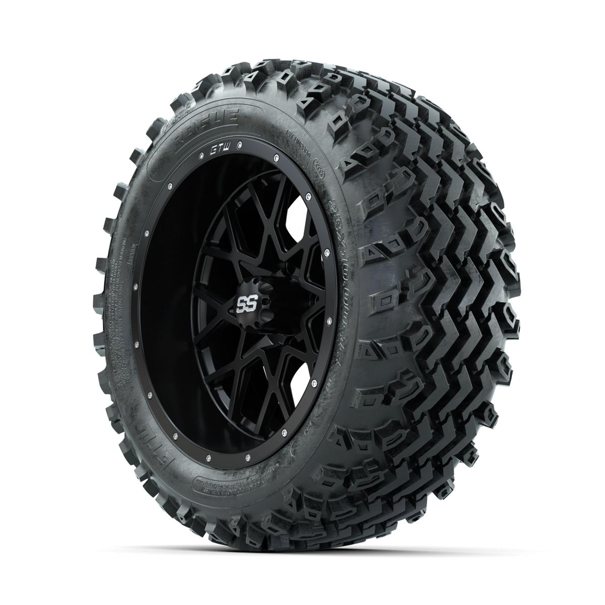 GTW Vortex Matte Black 14 in Wheels with 23x10.00-14 Rogue All Terrain Tires – Full Set