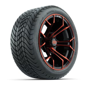GTW Spyder Red/Black 14 in Wheels with 225/30-14 Mamba Street Tires – Full Set