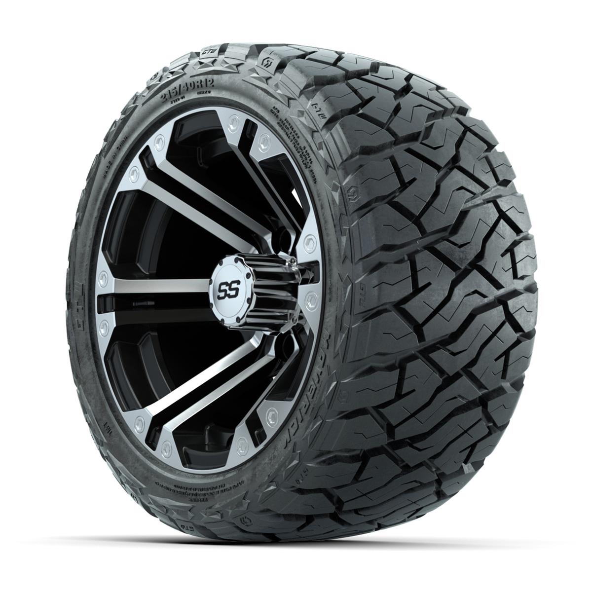 GTW Specter Black/Machined 12 in Wheels with 215/40-R12 Maverick Low-Profile All-Terrain Tires – Full Set