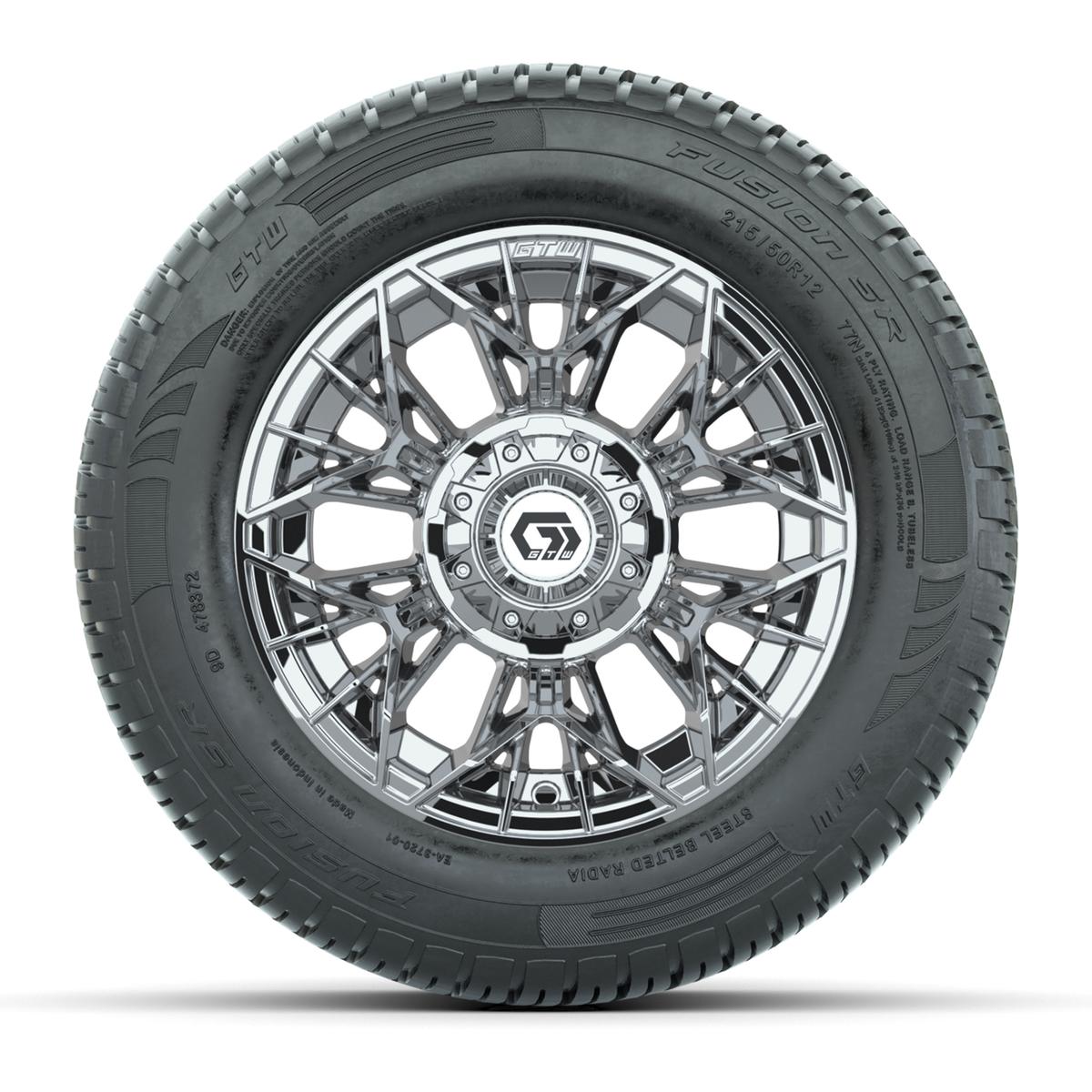 Set of (4) 12 in GTW® Stellar Chrome Wheels with 215/50-R12 Fusion S/R Street Tires