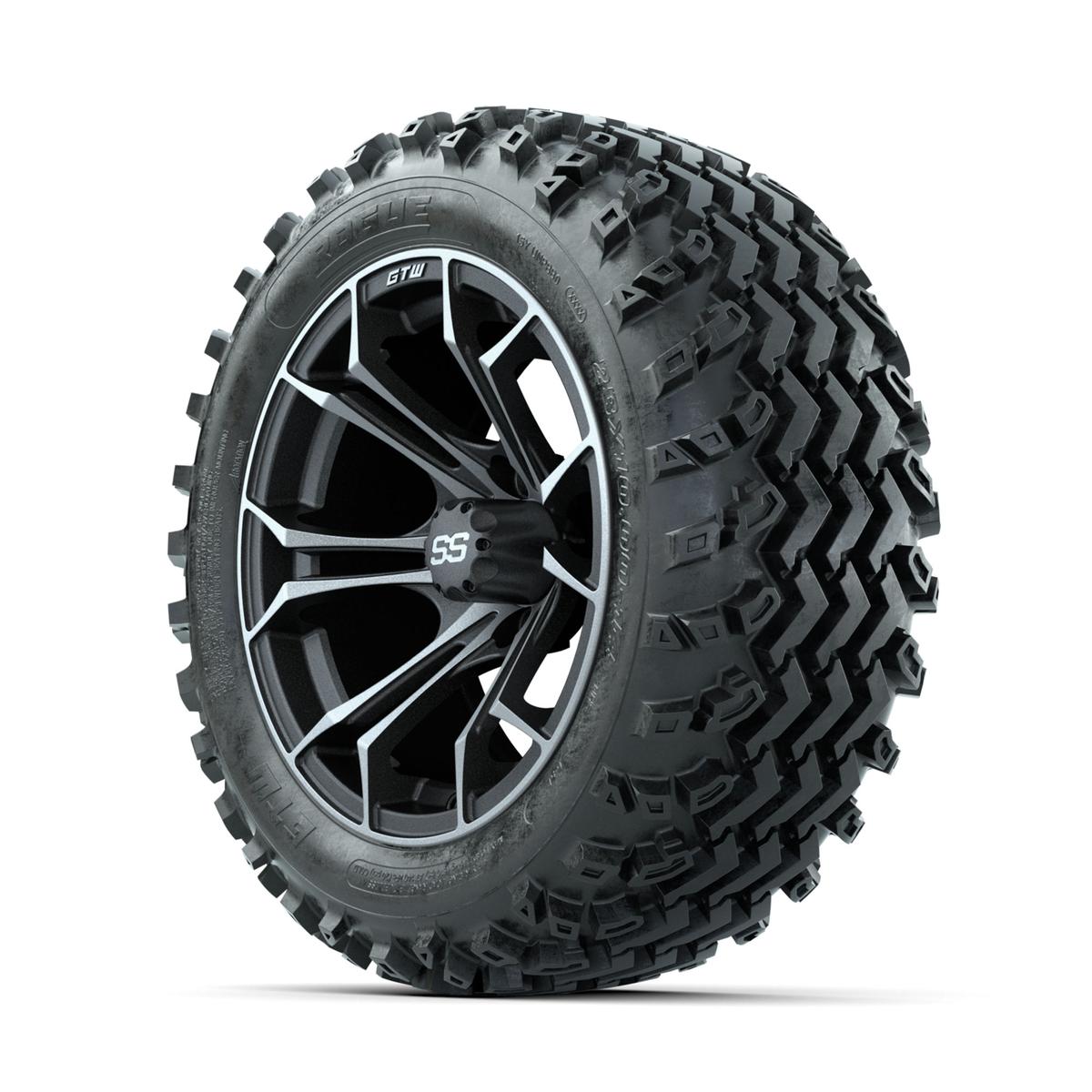 GTW Spyder Machined/Grey 14 in Wheels with 23x10.00-14 Rogue All Terrain Tires – Full Set