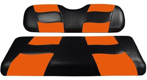 MadJax&reg; Riptide Black/Orange Two-Tone Club Car DS Front Seat Covers (Years 2000-Up)