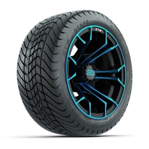 GTW Spyder Blue/Black 12 in Wheels with 215/35-12 GTW Mamba Street Tires – Full Set