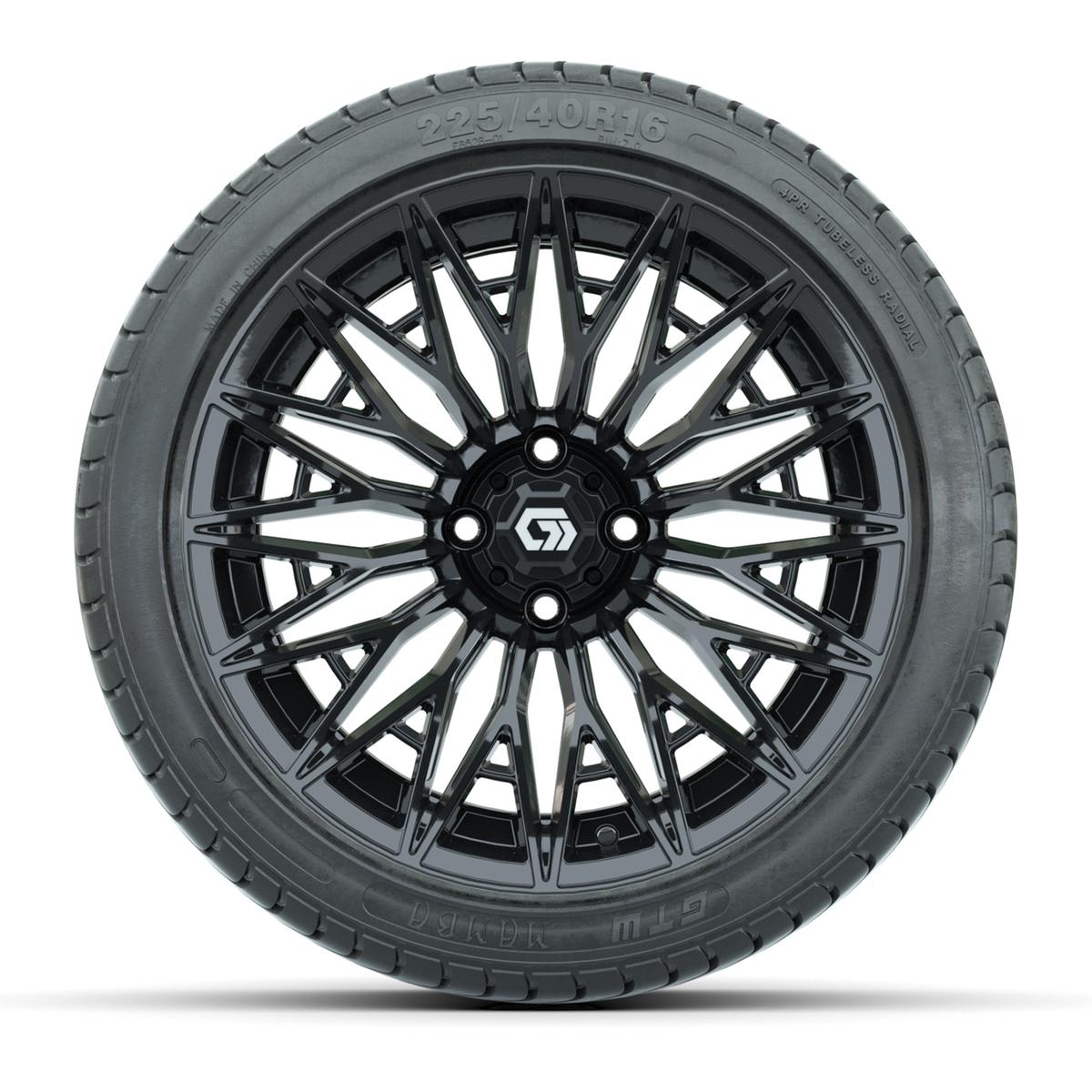 GTW&reg; Blur Gloss Black 16 in Wheels with 225/40-R16 Mamba Street Tires - Full Set