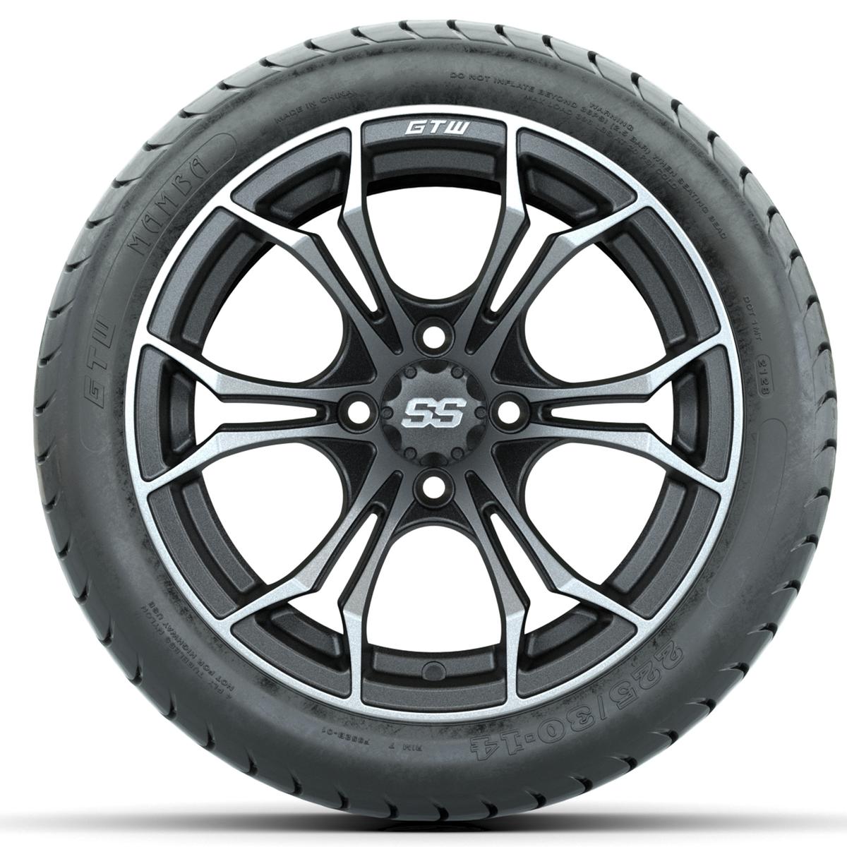 GTW Spyder Matte Grey 14 in Wheels with 225/30-14 Mamba Street Tires – Full Set