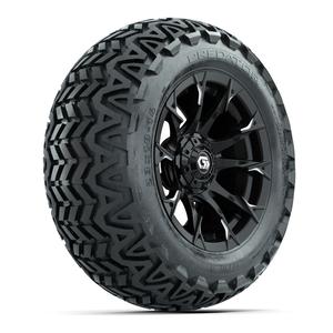 GTW® Diablo Gloss Black/Machined 14 in Wheels with 23x10-14 Predator All-Terrain Tires – Full Set