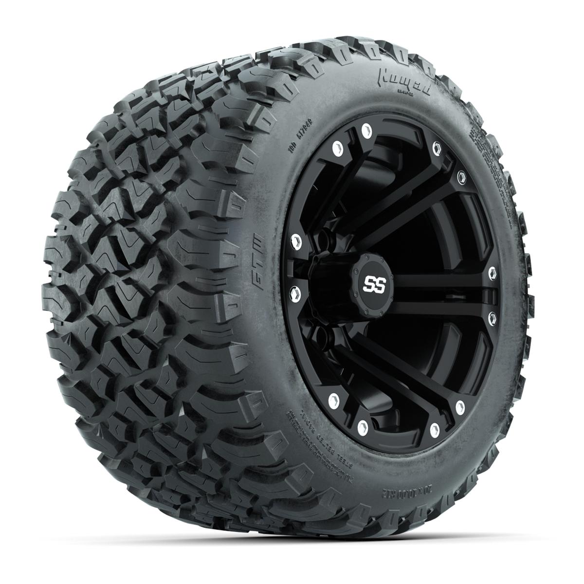 GTW&reg; Specter Matte Black 12 in Wheels with 20X10-12 Nomad Steel Belt Radial All-Terrain Tires – Full Set