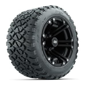 GTW&reg; Specter Matte Black 12 in Wheels with 20X10-12 Nomad Steel Belt Radial All-Terrain Tires – Full Set