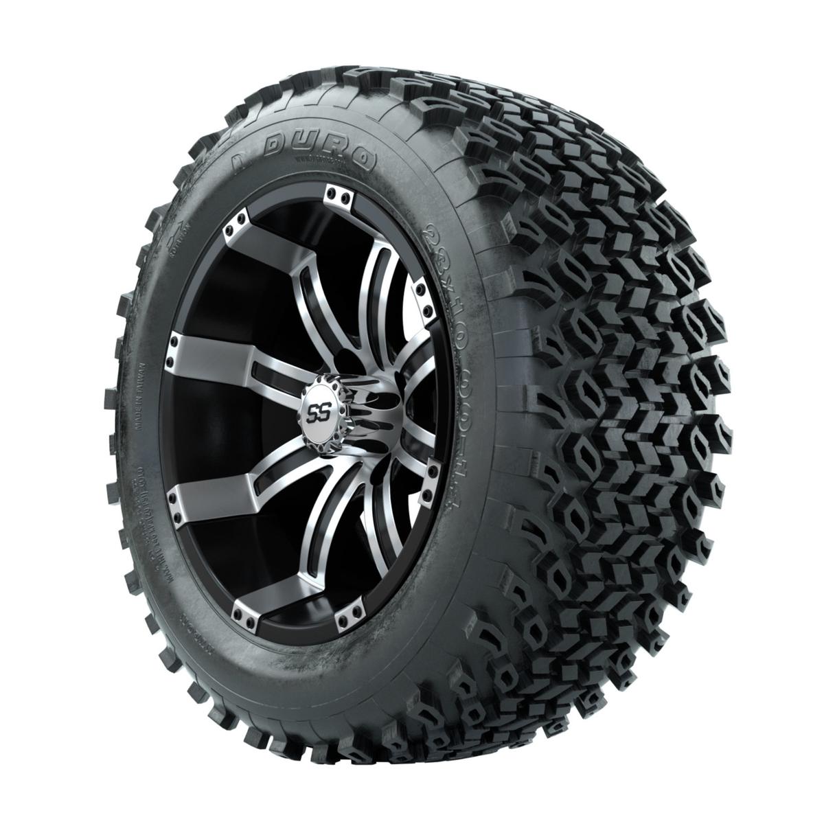 GTW Tempest Machined/Black 14 Inch Wheels on 23x10-14 Duro Desert All Terrain Tires - Full Set