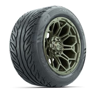 GTW&reg; Bravo Matte Recon Green 14 in Wheels with 255/45-R14 Fusion GTR Steel Belt Radial Street Tires – Full Set