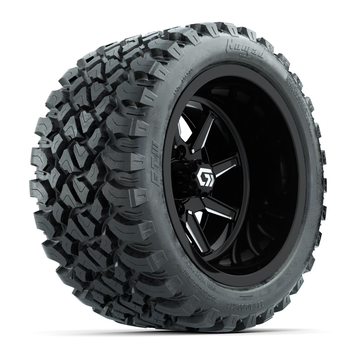 GTW&reg; Reaper Black/Machined 14 in Wheels with 23X10-R14 Nomad Steel Belt Radial All-Terrain Tires - Full Set