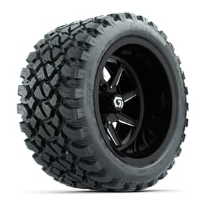 GTW&reg; Reaper Black/Machined 14 in Wheels with 23X10-R14 Nomad Steel Belt Radial All-Terrain Tires - Full Set