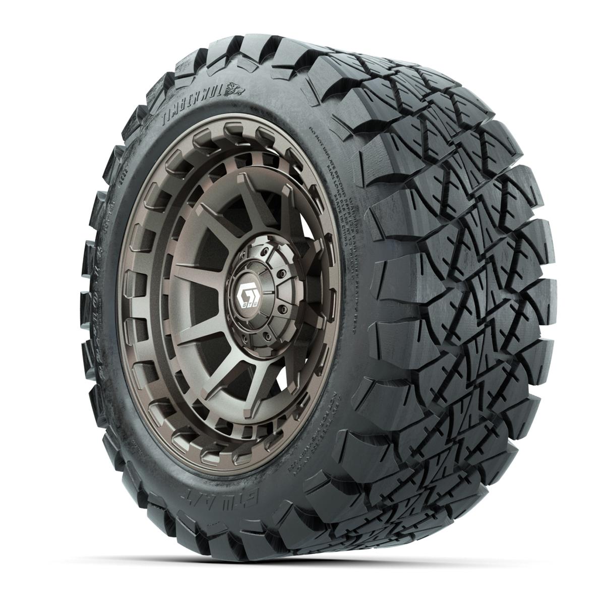 GTW® Barricade Satin Bronze 14 in Wheels with 22x10-14 Timberwolf All-Terrain Tires – Full Set