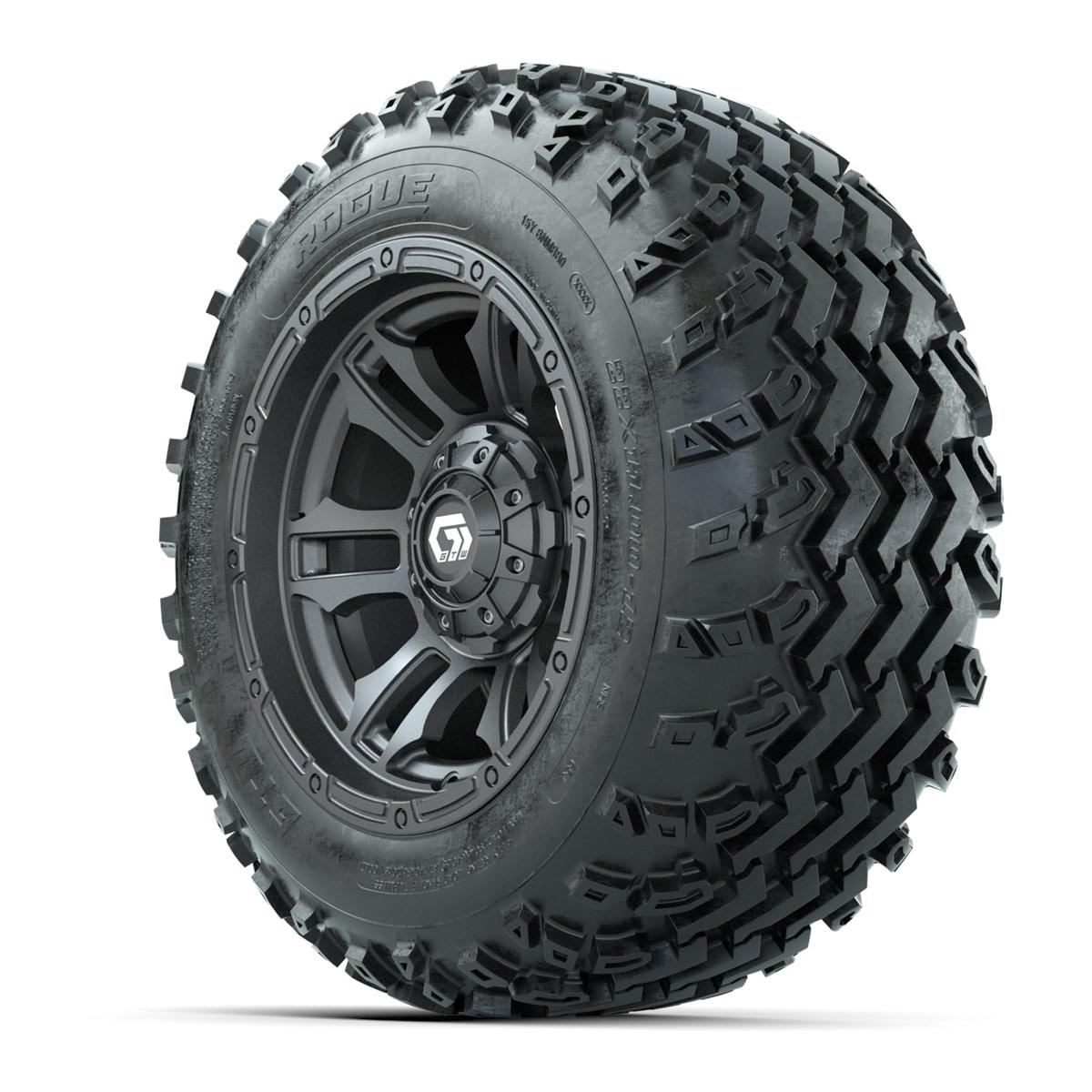 GTW® Shogun Gunmetal 12 in Wheels with 22x11.00-12 Rogue All-Terrain Tires – Full Set