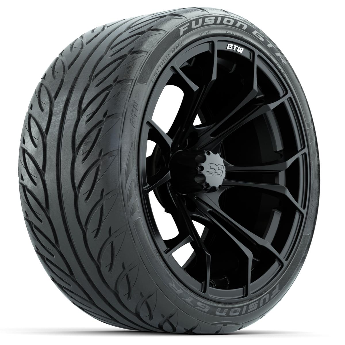 GTW Spyder Matte Black 15 in Wheels with 215/40-R15 Fusion GTR Street Tires – Full Set