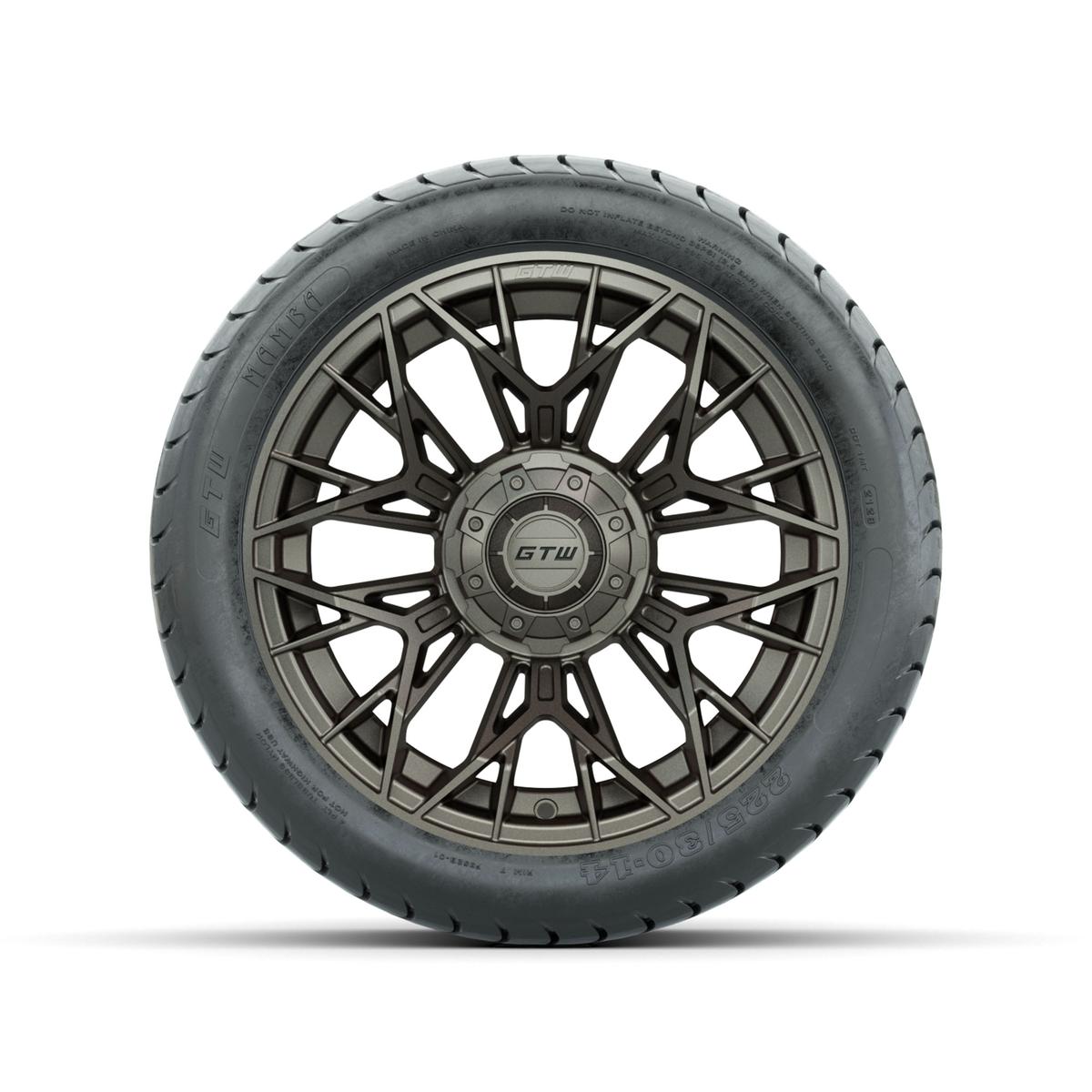Set of (4) 14 in GTW® Stellar Matte Bronze Wheels with 225/30-14 Mamba Street Tire