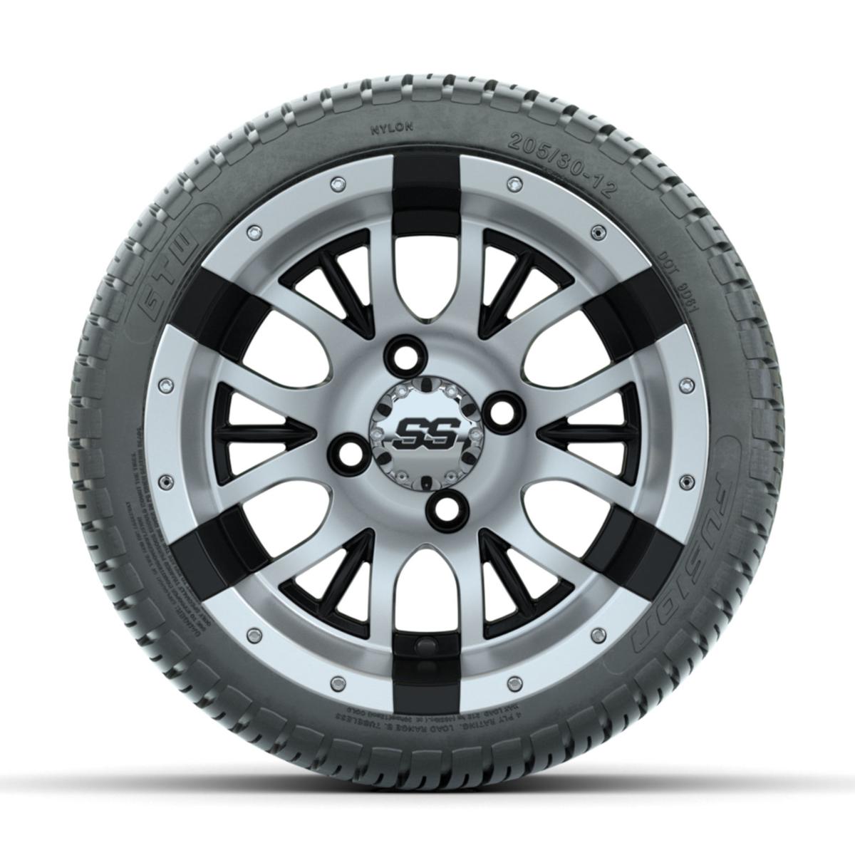GTW Diesel Machined/Black 12 in Wheels with 205/30-12 Fusion Street Tires – Full Set